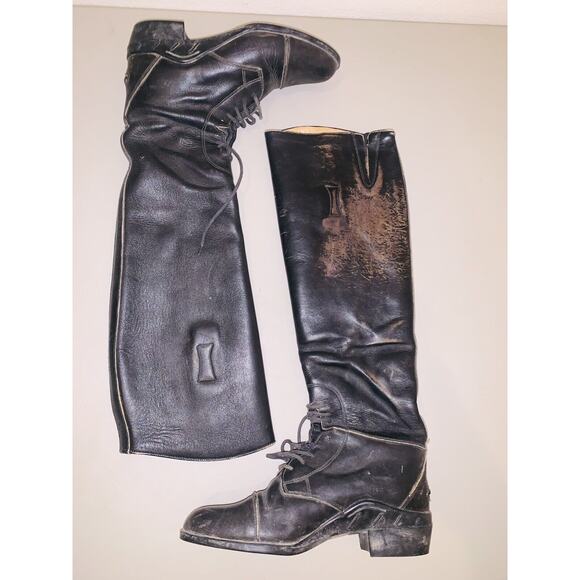 Last Chance - Ariat Equestrian Black Leather Knee-High Riding Boots Slip On 8F - Picture 2 of 9